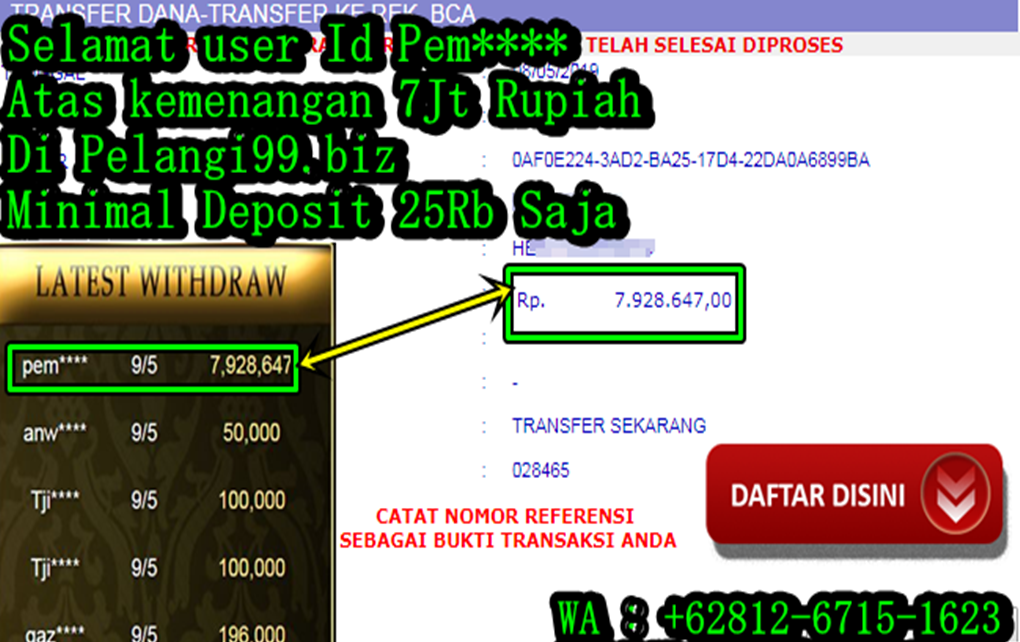 Deposit Minimal Menang Besar,Hanya Di pelangi99 Situs Terbaik