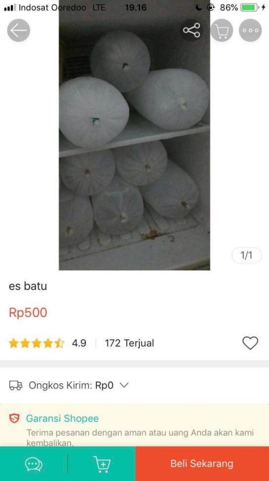 Es batu tersebut dijual seharga Rp 500