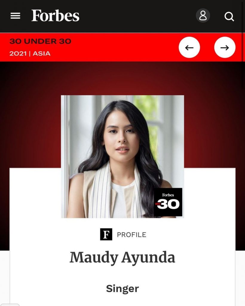 Maudy Ayunda Masuk Daftar Forbes 30 Under Asia