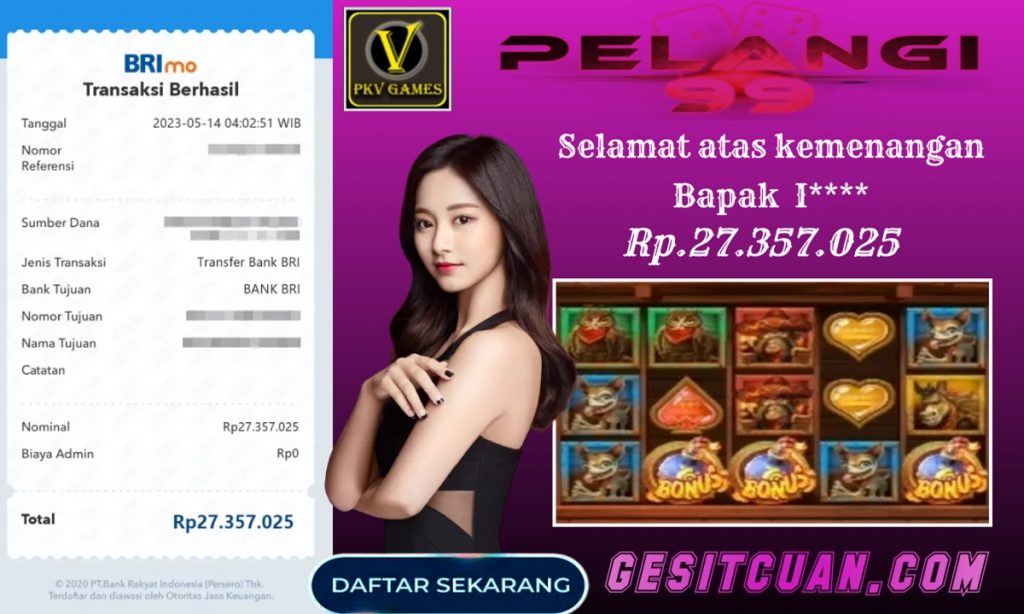 BERMAIN SLOT BERSAMA PELANGI99 WIN 27JT